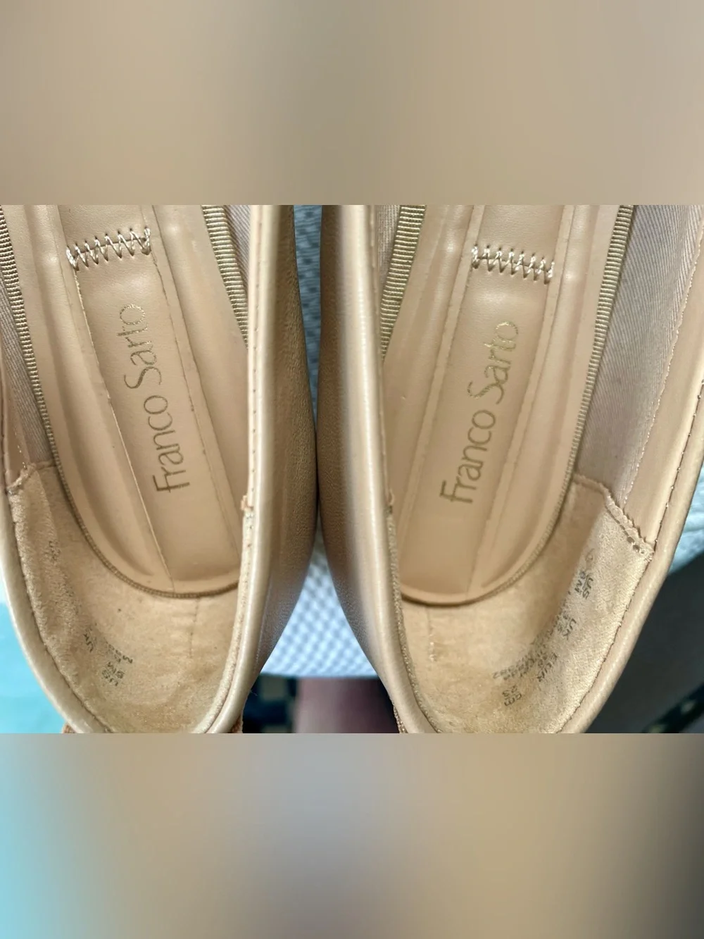 Franco Sarto Women’s Tan Leather Square-Toe Ballet Flats Size 6